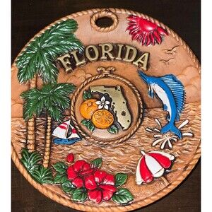 Vtg 3-D Florida DecorativePlate